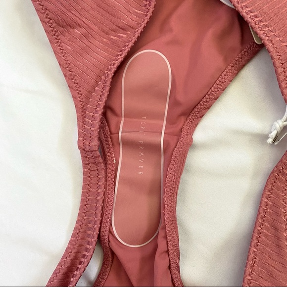 Tori Praver Ribbed Rose Bikini Set, Kaye Top & Marlowe Bottom, NWT - Picture 12 of 15